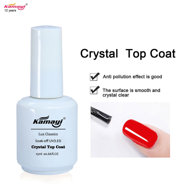 ODM 12ml Crystal Top Coat Nail Polish UV di resistenza all'usura