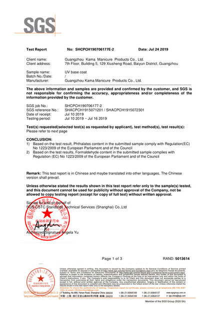 Porcellana Guangzhou Kama Manicure Products Ltd. Certificazioni